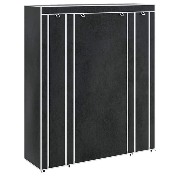 vidaXL stofklædeskab med rum og stænger 45 x 150 x 176 cm sort
