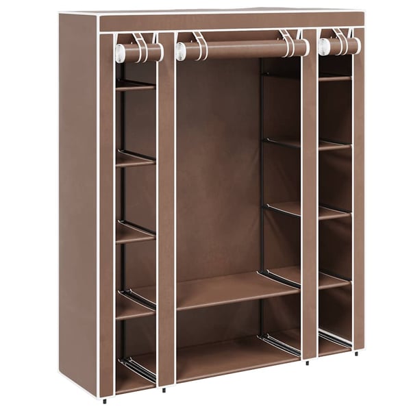 vidaXL Garderobeskap med rom og stenger 45x150x176 cm brun stoff