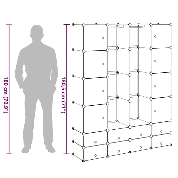 vidaXL Modulært skap 18 deler hvit 37x146x180,5 cm