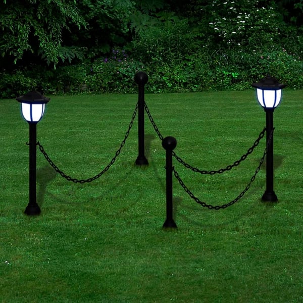 vidaXL Kjettinggjerde med to soldrevne LED-lamper