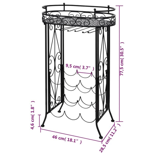 vidaXL Vinstativ med glassholder for 9 flasker metall