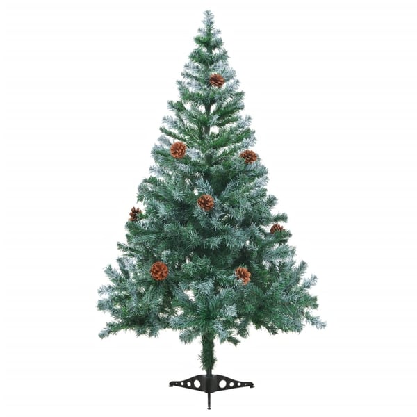 vidaXL Huurteinen joulukuusi kävyillä 150 cm