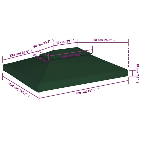 vidaXL Lysthus dekke baldakin erstatning 310 g/m² grønn 3 x 4 m