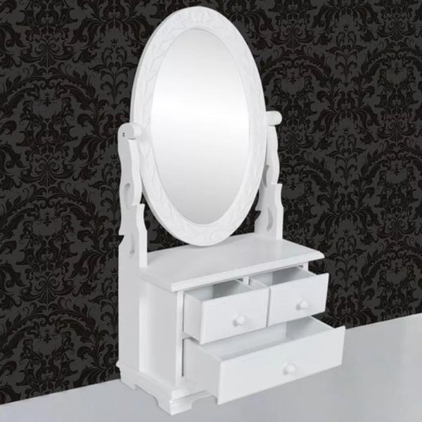 vidaXL Sminkebord med ovalt svingspeil MDF