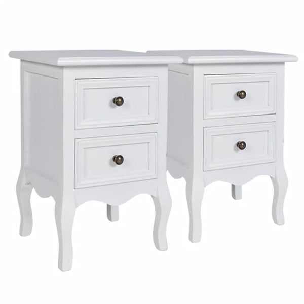 vidaXL sengeborde 2 stk. med 2 skuffer MDF hvid