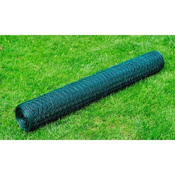 vidaXL Trådgjerde kylling galvanisert med PVC-belegg 25x0,75 m grønn