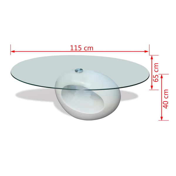 vidaXL Sofabord med oval glassflate høyglans hvit change2