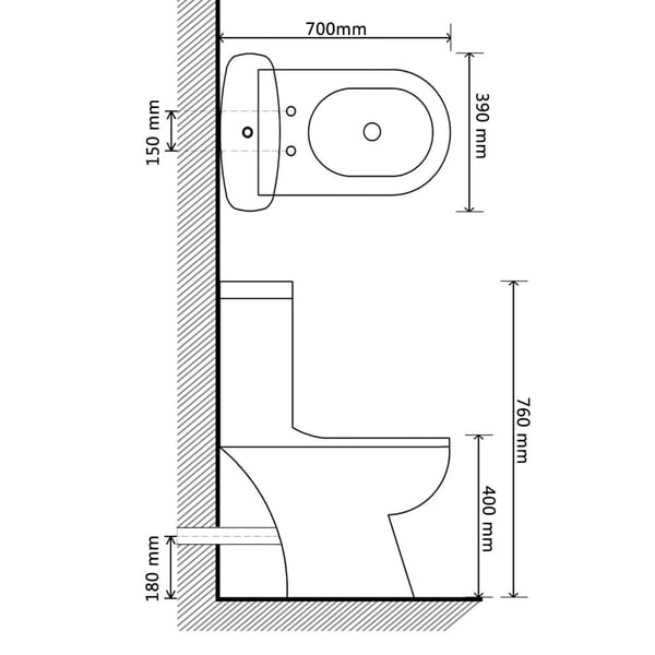 vidaXL WC-pytty vesisäiliöllä valkoinen