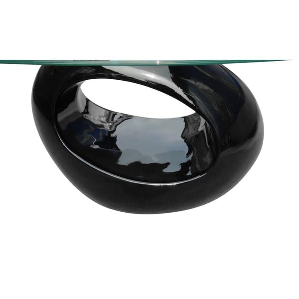 vidaXL Sofabord med oval glassflate høyglans svart change2