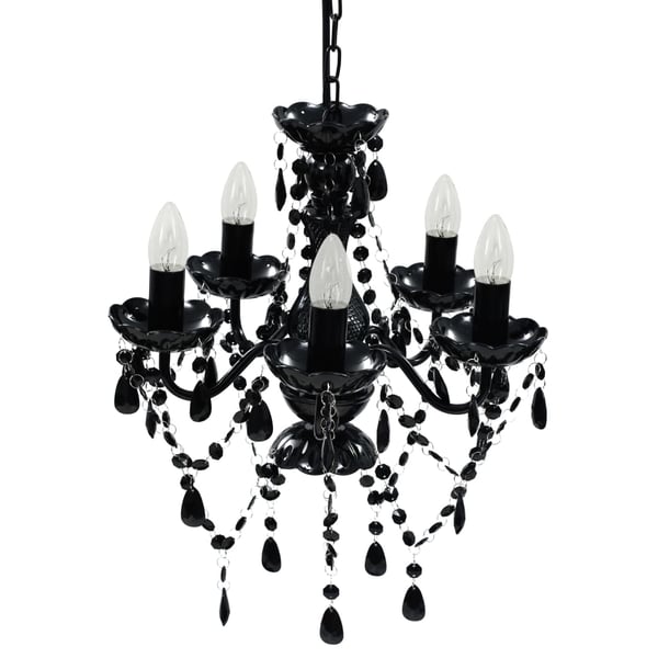 vidaXL Taklampe/lysekrone svart 5 lyspærer