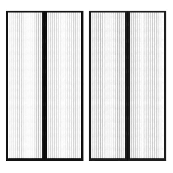 vidaXL dørgardin insektnet magnetisk 2 stk. 210 x 100 cm sort