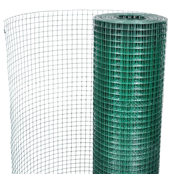 vidaXL Trådgjerde kylling galvanisert med PVC-belegg 25x1 m grønn