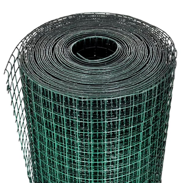 vidaXL Trådgjerde kylling galvanisert med PVC-belegg 25x1 m grønn