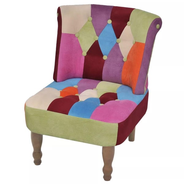 vidaXL fransk stol med patchwork-design stof