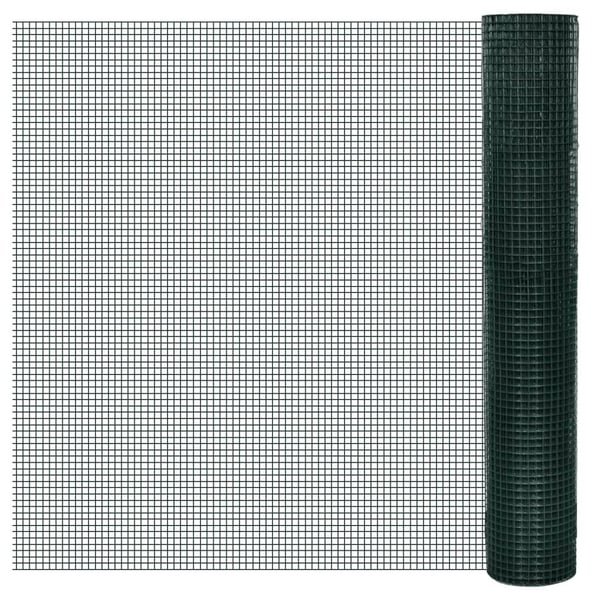 vidaXL Trådgjerde kylling galvanisert med PVC-belegg 25x1 m grønn