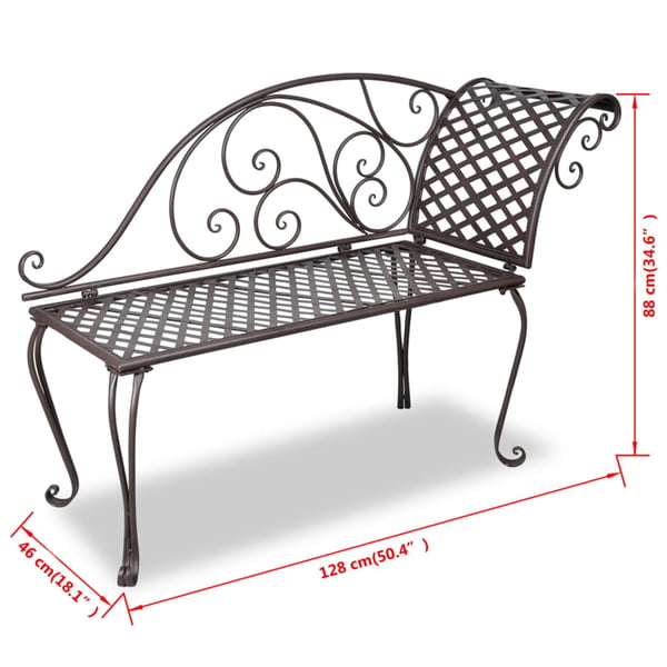 vidaXL Hagesjeselong 128 cm stål antikk brun
