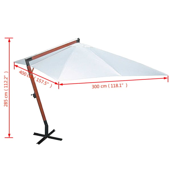 vidaXL Parasoll 300 x 400 cm hvit