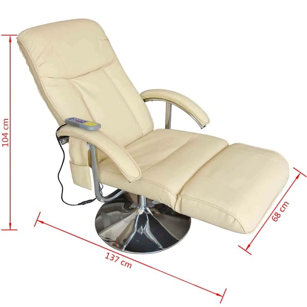 vidaXL Massagefåtölj gräddvit konstläder