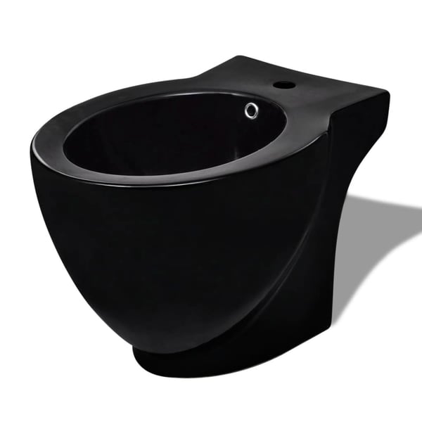 vidaXL Bidet rund sort keramik