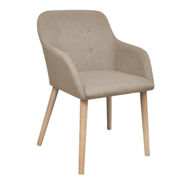 vidaXL spisebordsstole 4 stk. beige stof massivt egetræ
