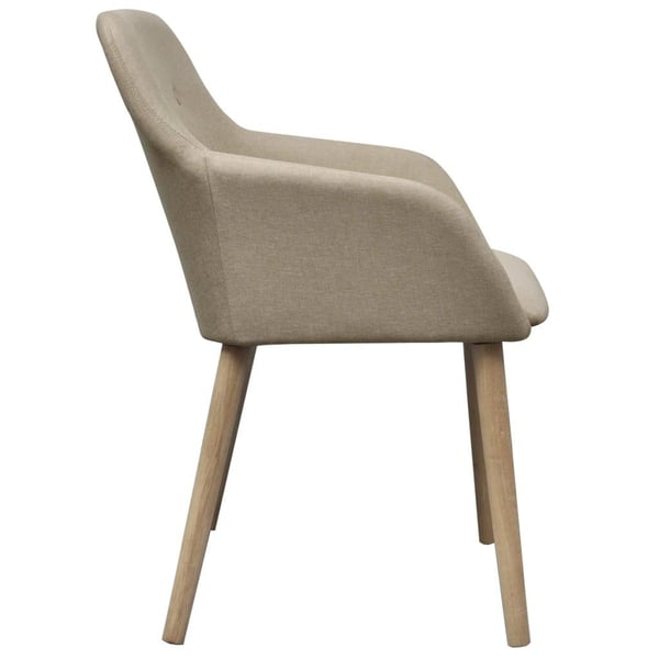 vidaXL spisebordsstole 4 stk. beige stof massivt egetræ