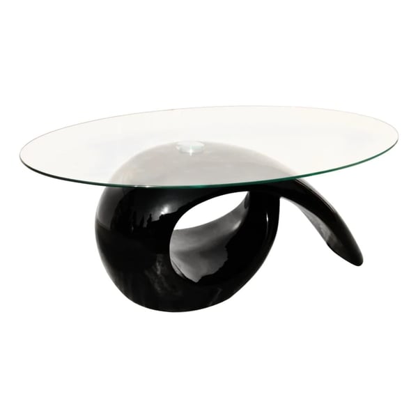 vidaXL sofabord med oval bordplade i glas højglans sort