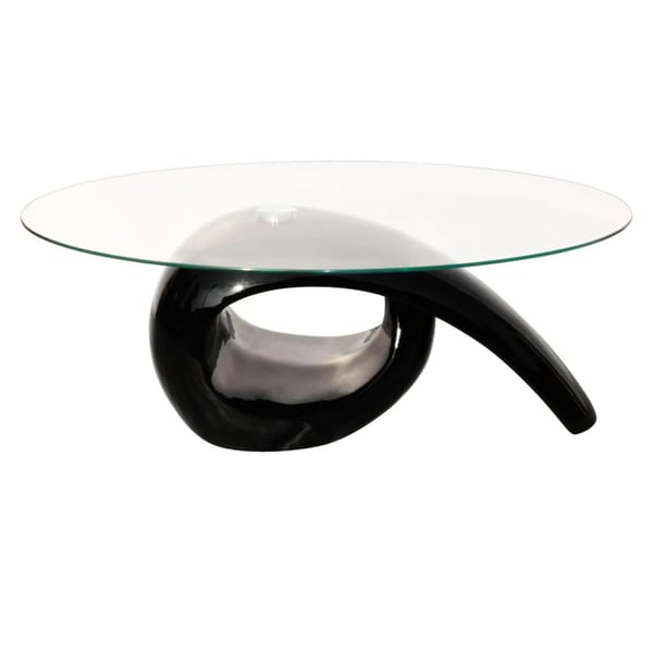 vidaXL sofabord med oval bordplade i glas højglans sort