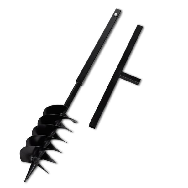 vidaXL Jordbor med håndtak 150 mm tre spiraler svart stål
