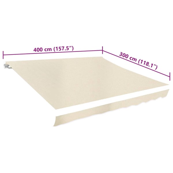 vidaXL Markiseduk kremhvit 4 x 3 m (ramme ikke inkludert)