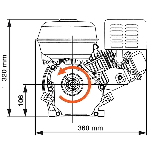 vidaXL Bensinmotor 6.5 HK 48 kW svart
