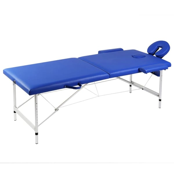 vidaXL sammenfoldeligt massagebord med aluminiumsstel 2 zoner blå