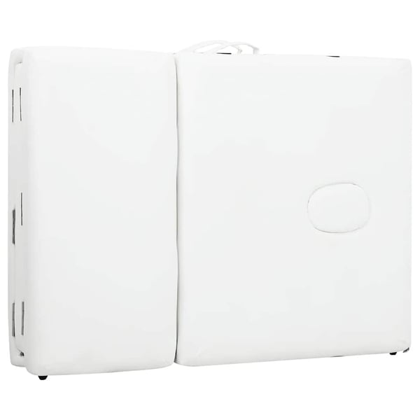 vidaXL Cremefarvet sammenfoldeligt massagebord med aluminiumsstel,4 zoner