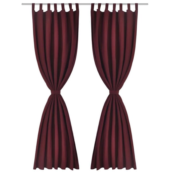 vidaXL 2stk Bordeaux Micro-Sateng Gardiner med Sløyfer 140 x 175 cm