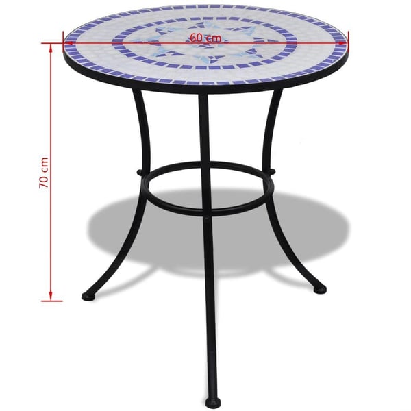 vidaXL Bistrobord blå og hvit 60 cm mosaikk