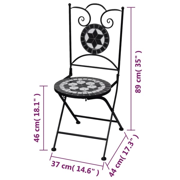 vidaXL foldbare bistrostole 2 stk. keramik blå og hvid