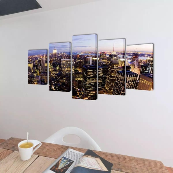 vidaXL Kanvas Flerdelt Veggdekorasjon New York Fugleperspektiv 200 x 100