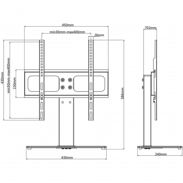 vidaXL TV-stativ for 26-42 tommers skjerm maks. VESA 400x400 mm 30 kg