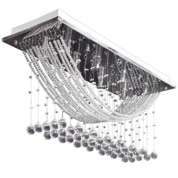 vidaXL Hvit taklampe med glitrende glasskrystalperler 8 x G9 29 cm
