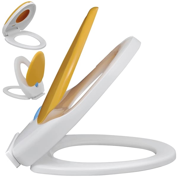 vidaXL Valkokeltainen soft-close WC-istuin aikuiset/lapset