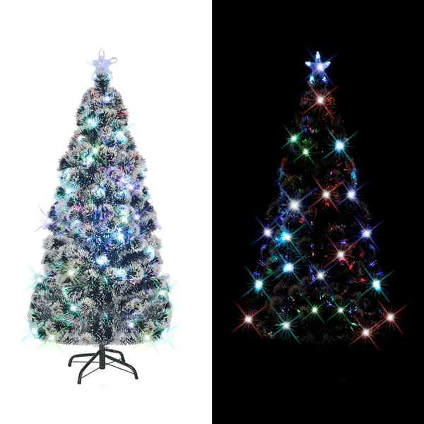 vidaXL juletræ med juletræsfod og lys 150 cm fiberoptisk