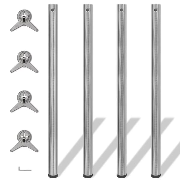 vidaXL 4 Height justerbare Bordben Børstet nikkel 1100 mm