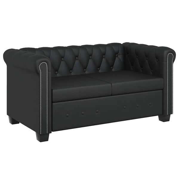 vidaXL Chesterfield 2-sits konstläder svart