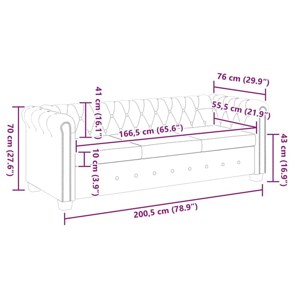 vidaXL Chesterfield-sofa 3-pers. kunstlæder hvid