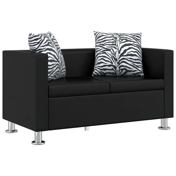 vidaXL Soffgrupp konstläder med fåtölj 3-sits och 2-sits svart