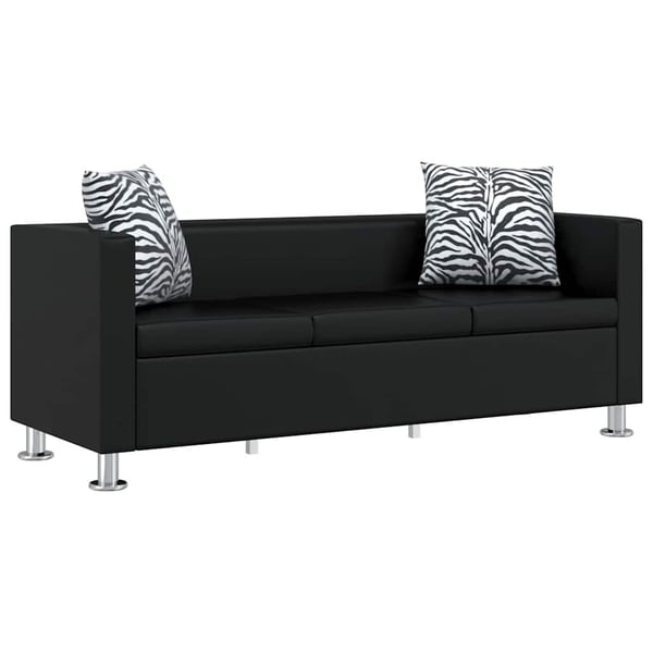 vidaXL Soffgrupp konstläder med fåtölj 3-sits och 2-sits svart