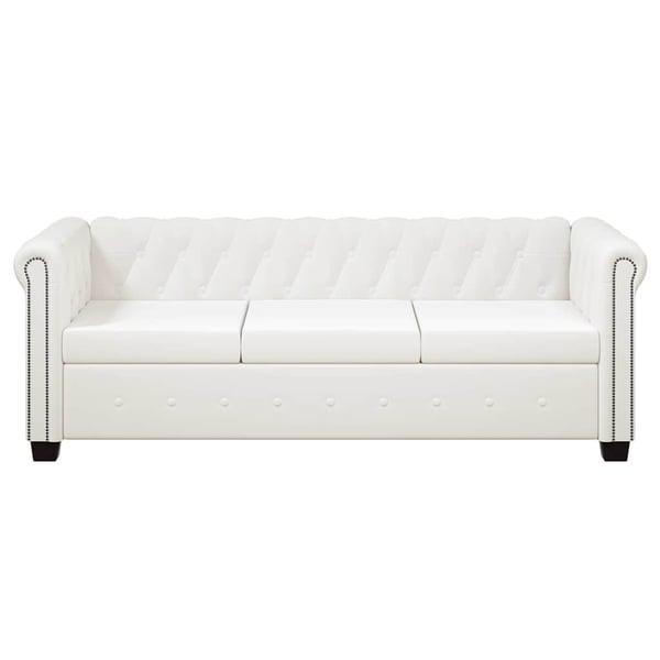 vidaXL Chesterfield 2-sits och 3-sits konstläder vit