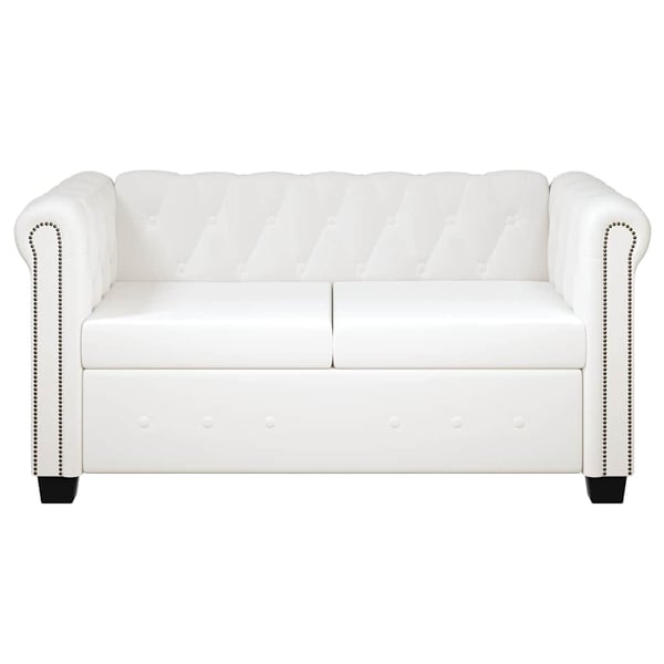 vidaXL Chesterfield 2-sits och 3-sits konstläder vit