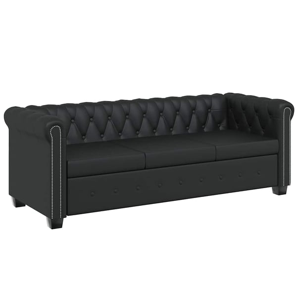 vidaXL sofasæt Chesterfield 2-pers. og 3-pers. kunstlæder sort