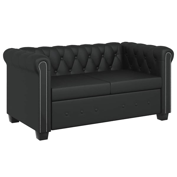 vidaXL sofasæt Chesterfield 2-pers. og 3-pers. kunstlæder sort
