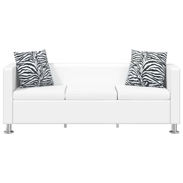 vidaXL Soffa 3-sits konstläder vit